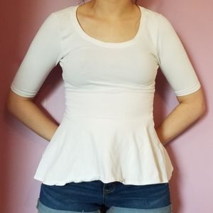 White Peplum Top